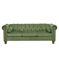 Phoyal Large Sofa, Velvet Sofa Three Seat Sofa Classic Tufted Chesterfield Settee Sofa Modern 3 Seater Couch Furniture Tufted Back For Living Room Green Green Primary Living Space Medium Soft Cushion Back Square Arms Foam Fabric 3 Seat