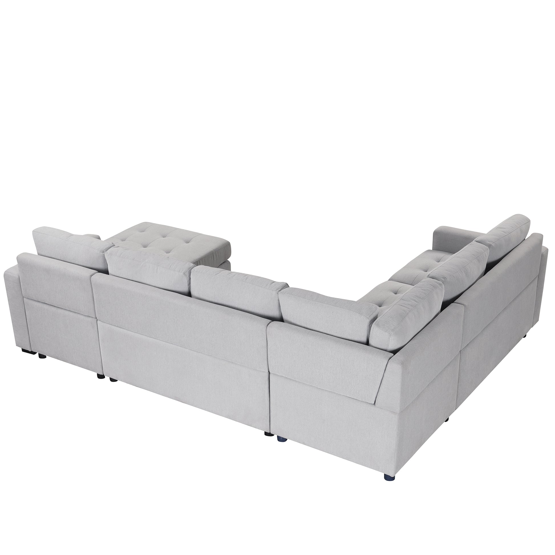 Sectional Sleeper Sofa With Pull Out Bed And Lounge Chair, Usb And Type C Interfaces, Suitable For Living Room, Office, And Spacious Spaces Gray Polyester