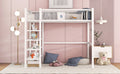 Twin Size Metal Loft Bed With 4 Tier Shelves And Storage, White White Metal