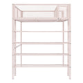 Twin Size Metal Loft Bed With 4 Tier Shelves And Storage, Pink Pink Metal