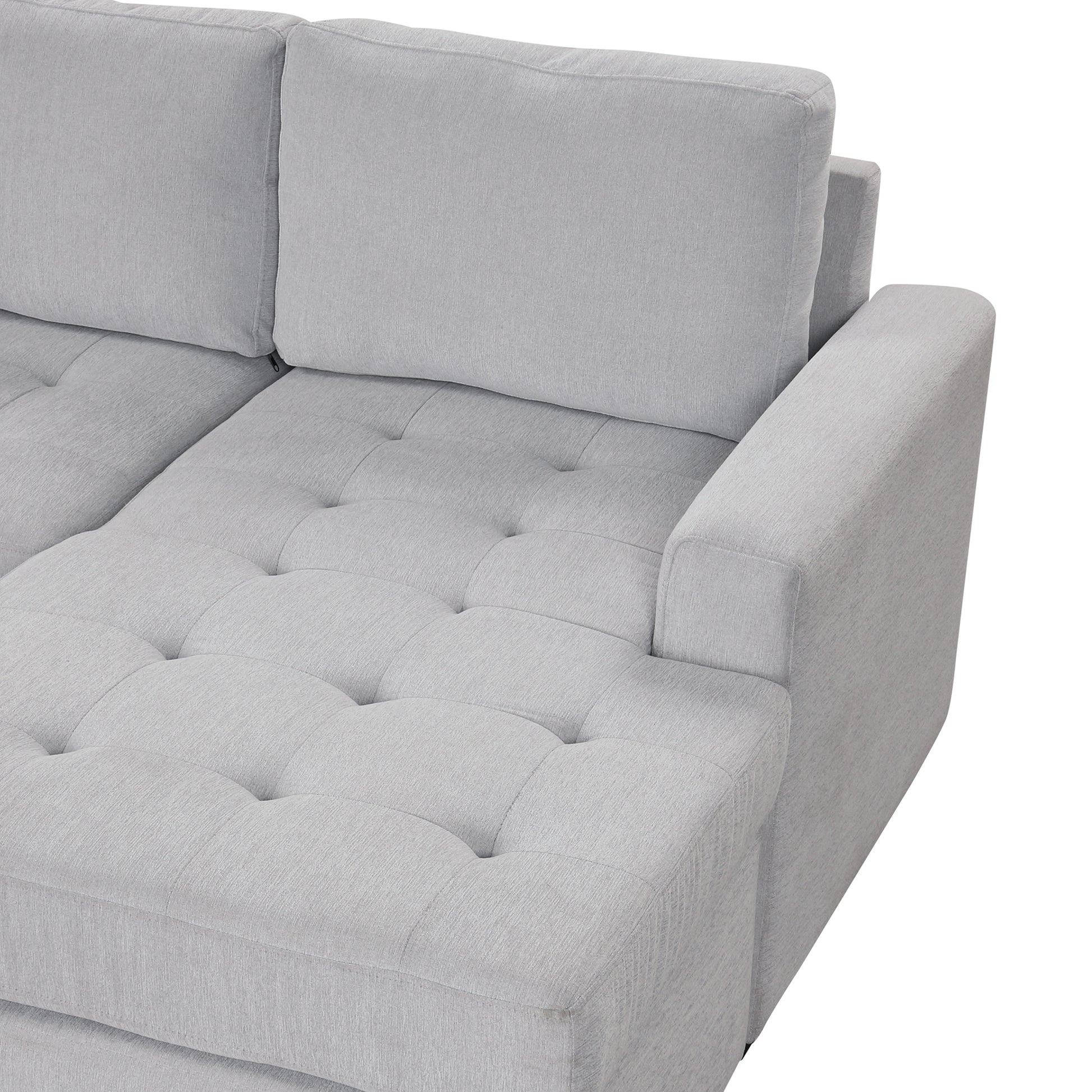 Sectional Sleeper Sofa With Pull Out Bed And Lounge Chair, Usb And Type C Interfaces, Suitable For Living Room, Office, And Spacious Spaces Gray Polyester