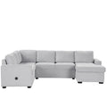 Sectional Sleeper Sofa With Pull Out Bed And Lounge Chair, Usb And Type C Interfaces, Suitable For Living Room, Office, And Spacious Spaces Gray Polyester