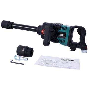 Industrial 1" Inch Air Impact Wrench Long Shank Pneumatic Truck With 38Mm & 41Mm Socket Green Abs