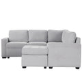 Sectional Sleeper Sofa With Pull Out Bed And Lounge Chair, Usb And Type C Interfaces, Suitable For Living Room, Office, And Spacious Spaces Gray Polyester