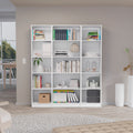 Parwan 3 Piece Living Room Set With 3 Bookcases, White White Particle Board Engineered Wood