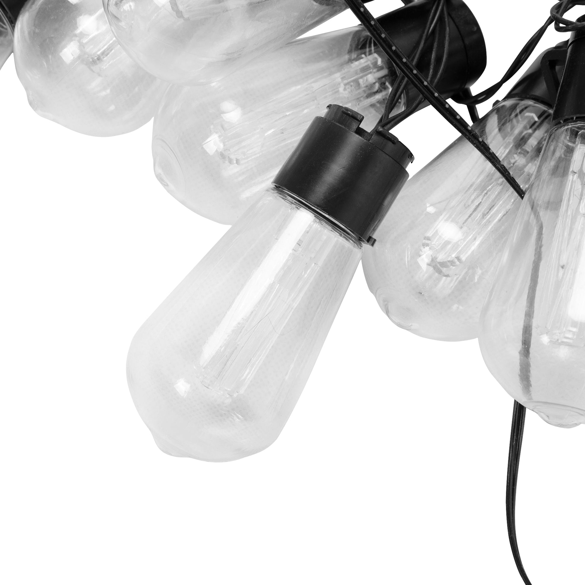 Set Of 6 Rc String Light Pole, 9 Ft Lighting Stand With Heart Shape Hooks, Led Solar Bulbs For Parties, Christmas Black Metal