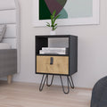 Nightstand B Magness, Bedroom, Black Macadamia Multicolor Particle Board Engineered Wood