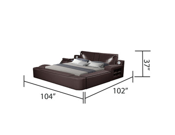 Smart Multifunctional King Size Bed Made With Wood In Brown Box Spring Not Required King Brown Wood Bedroom Contemporary,Modern Slat Beds Upholstered Wood