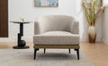 Modern Two Tone Barrel Fabric Chair, Upholstered Round Armchair For Living Room Bedroom Reading Room, Mustard Green Mustard Linen