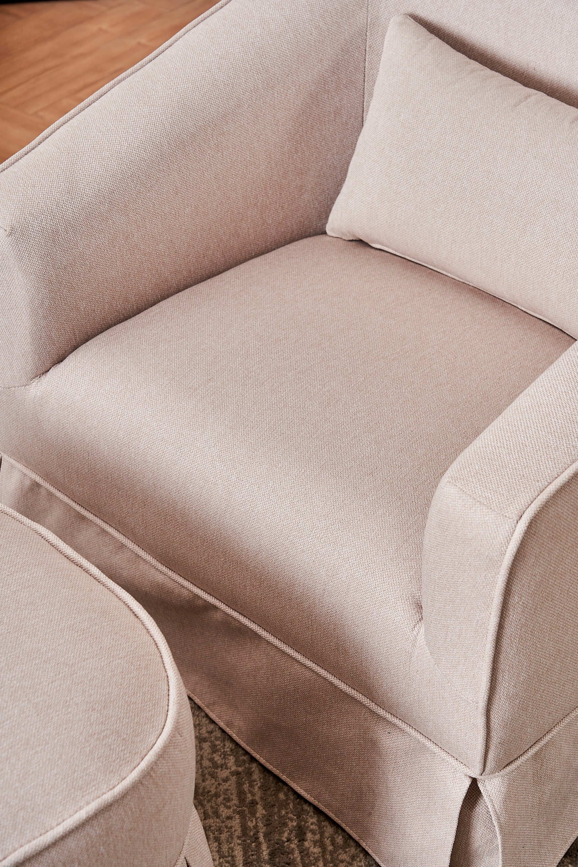 Swivel Barrel Chair With Ottoman, Swivel Accent Chairs Armchair For Living Room, Reading Chairs For Bedroom Comfy, Round Barrel Chairs With Black Metal Base Beige Beige Primary Living Space Modern Linen