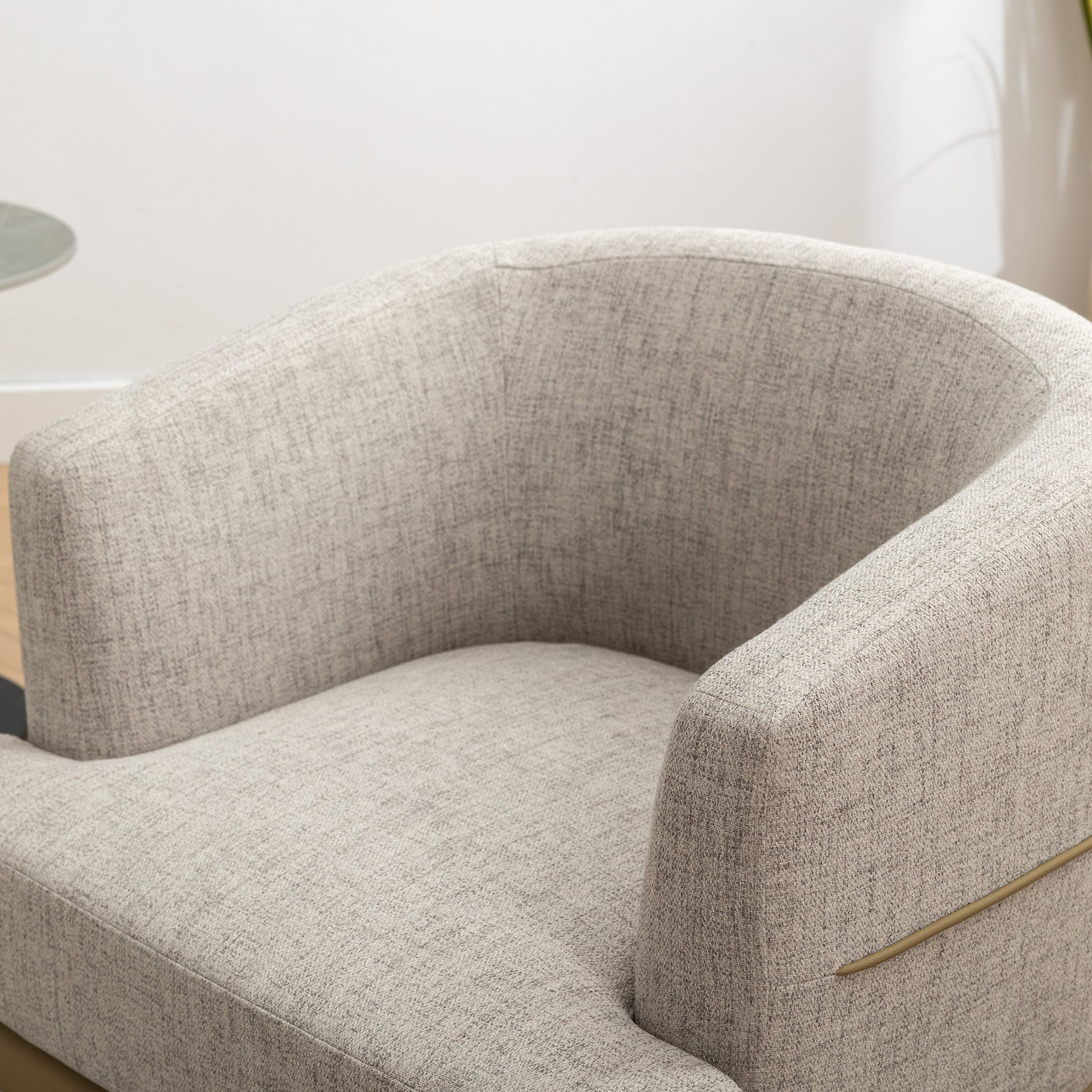 Modern Two Tone Barrel Fabric Chair, Upholstered Round Armchair For Living Room Bedroom Reading Room, Mustard Green Mustard Linen