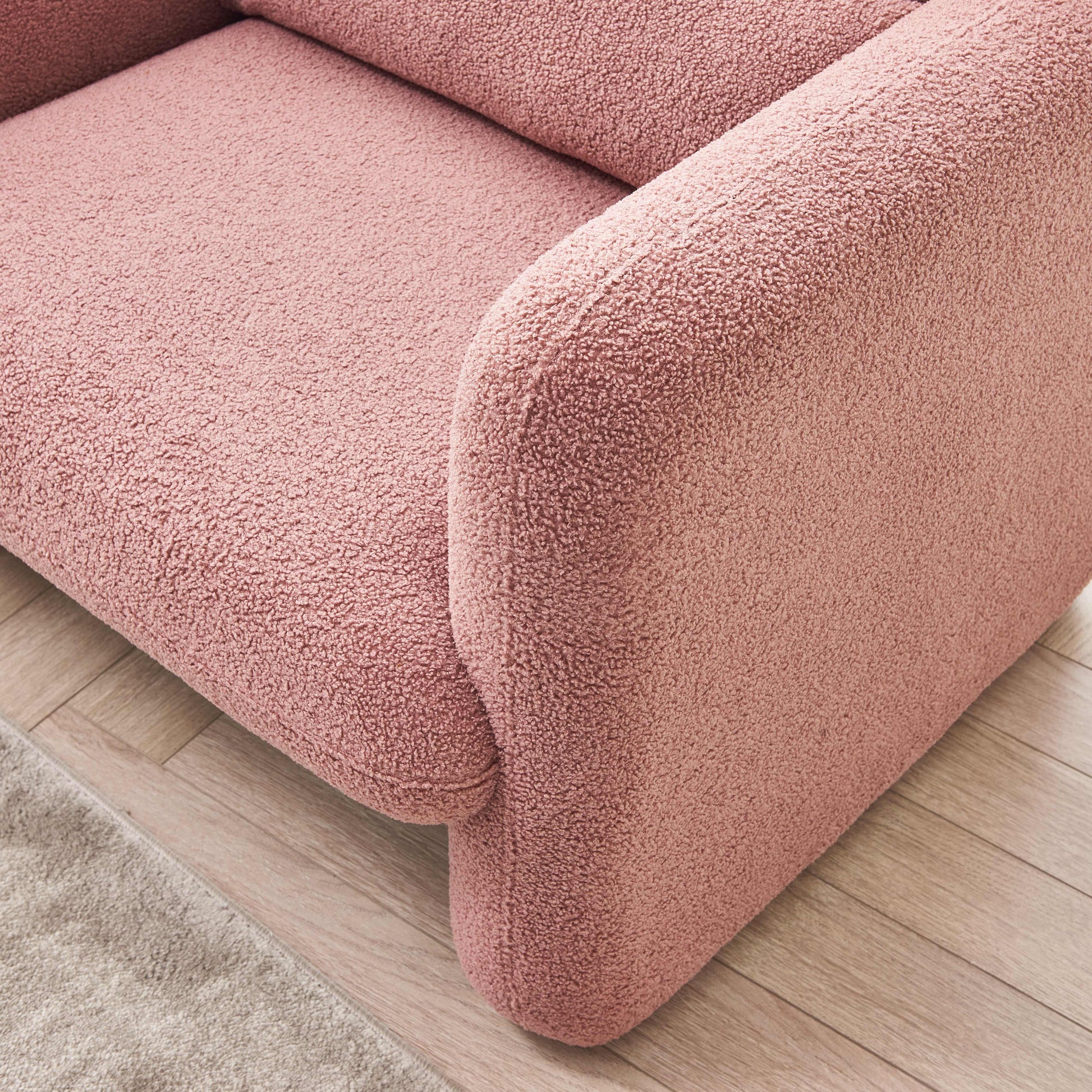 34"Lamb Fleece Fabric Sofa, Modern Single Sofa With Support Pillow For Apartment, Office, Living Room & Bedroom, Tool Free Assembly. Pink Pink Foam Sherpa