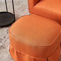 Swivel Barrel Chair With Ottoman, Swivel Accent Chairs Armchair For Living Room, Reading Chairs For Bedroom Comfy, Round Barrel Chairs With Black Metal Base Orange Orange Primary Living Space Modern Linen