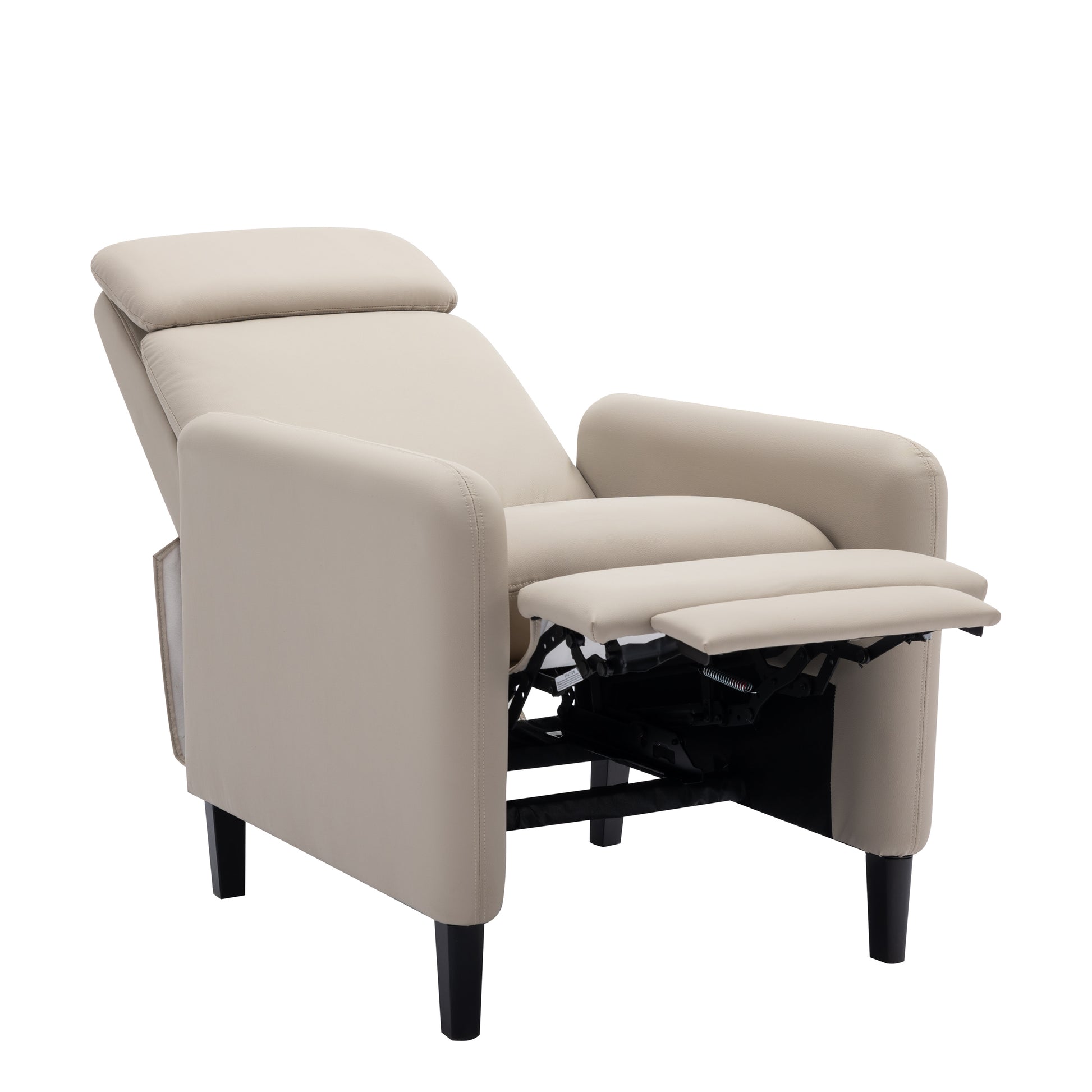 Modern Artistic Color Design Adjustable Recliner Chair Pu Leather For Living Room Bedroom Home Theater, Beige Beige Pu Leather