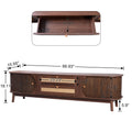 Rattan Tv Stand For Tvs Up To 75'', Modern Farmhouse Media Console, Entertainment Center With Solid Wood Legs, Tv Cabinet For Living Room,Home Theatre Natural Wood Brown Primary Living Space 60 69 Inches Solid Wood Mdf