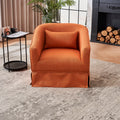 Swivel Barrel Chair With Ottoman, Swivel Accent Chairs Armchair For Living Room, Reading Chairs For Bedroom Comfy, Round Barrel Chairs With Black Metal Base Orange Orange Primary Living Space Modern Linen