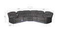 Modern Style Recliner Sectional Sofa, Built In Usb C Ports & Bluetooth, Made With Wood & Faux Leather In Gray Gray Faux Leather Wood Primary Living Space Soft Contemporary,Modern Curved Solid Wood
