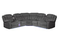 Modern Style Recliner Sectional Sofa, Built In Usb C Ports & Bluetooth, Made With Wood & Faux Leather In Gray Gray Faux Leather Wood Primary Living Space Soft Contemporary,Modern Curved Solid Wood