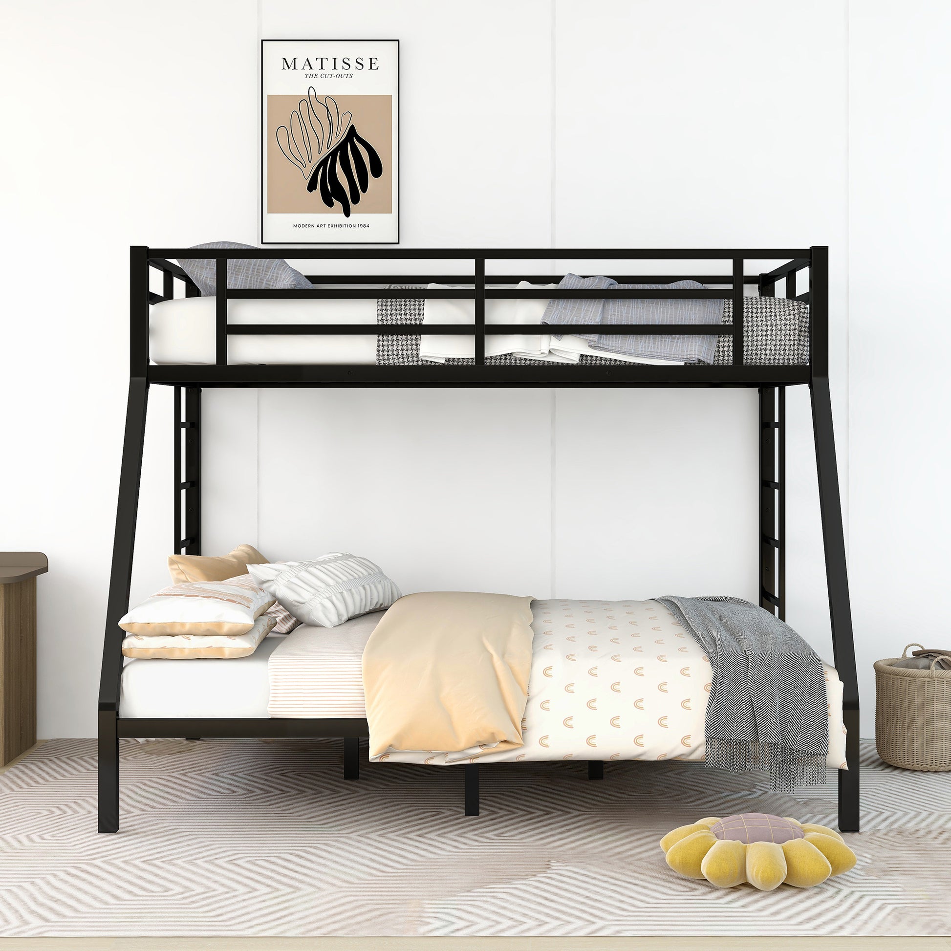 Metal Twin Xl Over Queen Bunk Bed For Teens And Adults,Space Saving Noise Reduced No Box Spring Needed, Old Sku W1307S00013 Expect Arrive Date 2024 3 24 Twin Xl Black Metal