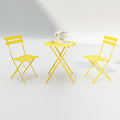 3 Pieces Patio Bistro Balcony Metail Chair Table Set Yellow Yes Yellow Rust Resistant Frame Fade Resistant Cushion Foam Metal