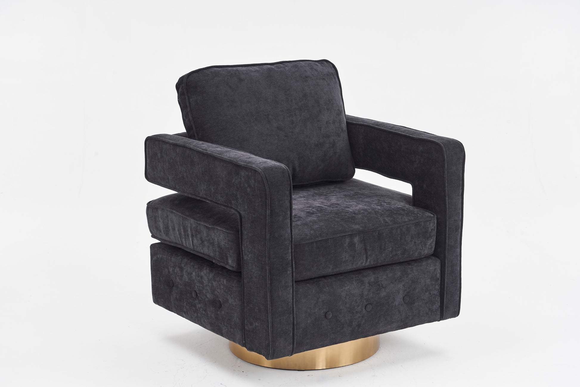 Swivel Barrel Chair For Living Room,360 Degree Swivel Club Modern Accent Single Sofa Chair, Small Leisure Arm Chair For Nursery, Hotel, Bedroom, Office Black Primary Living Space Modern Linen