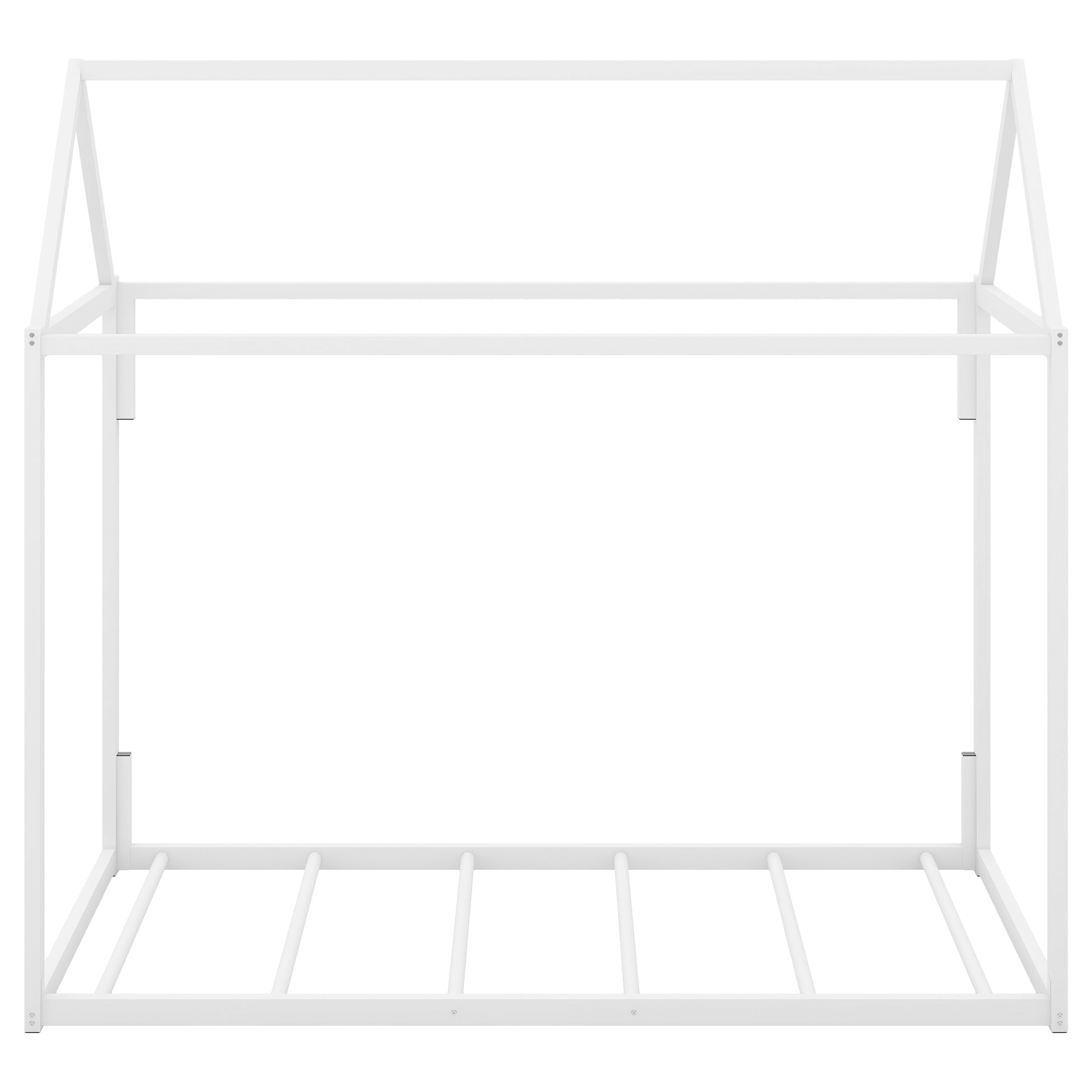 Metal House Shape Platform Bed, Twin White Metal