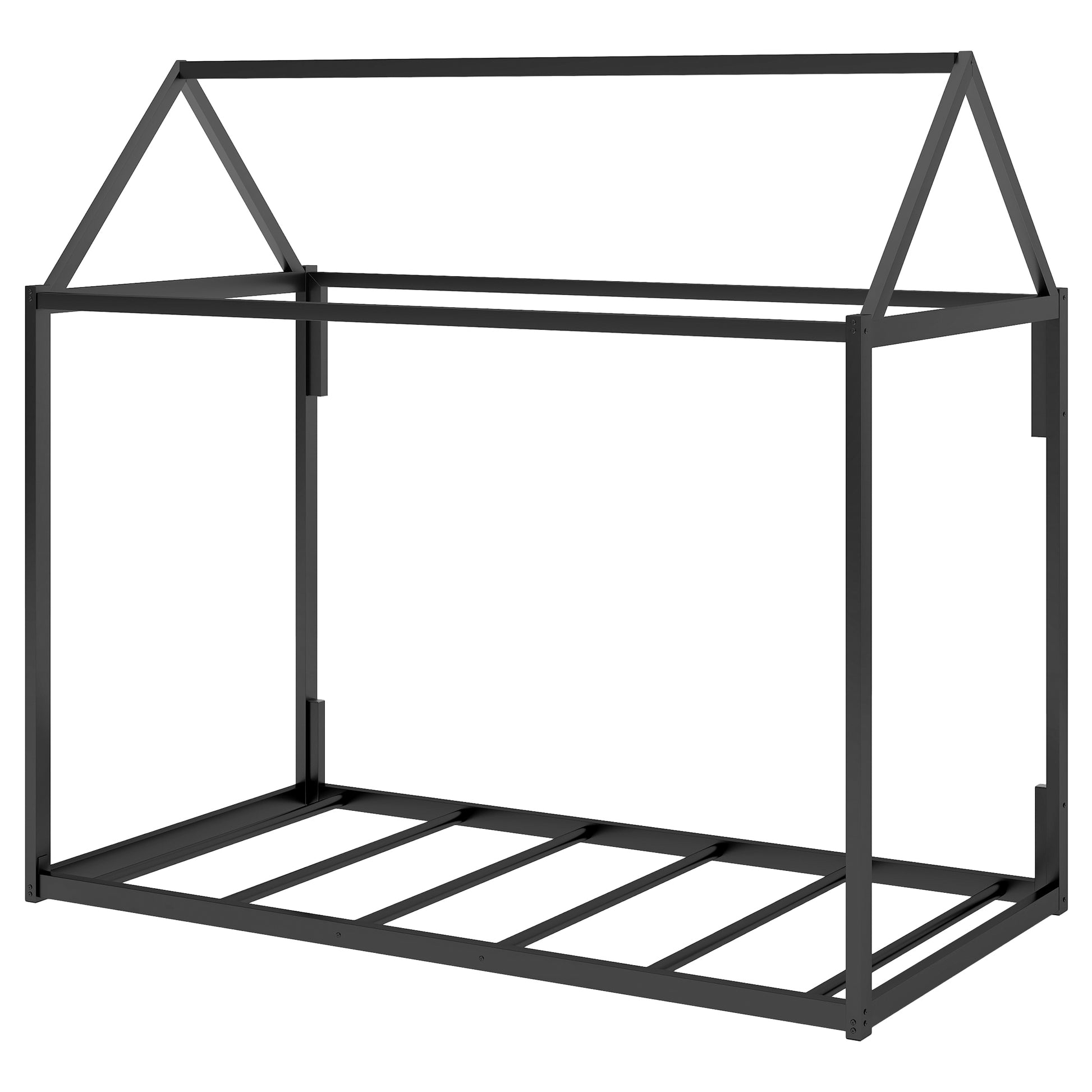 Metal House Shape Platform Bed, Twin Black Metal
