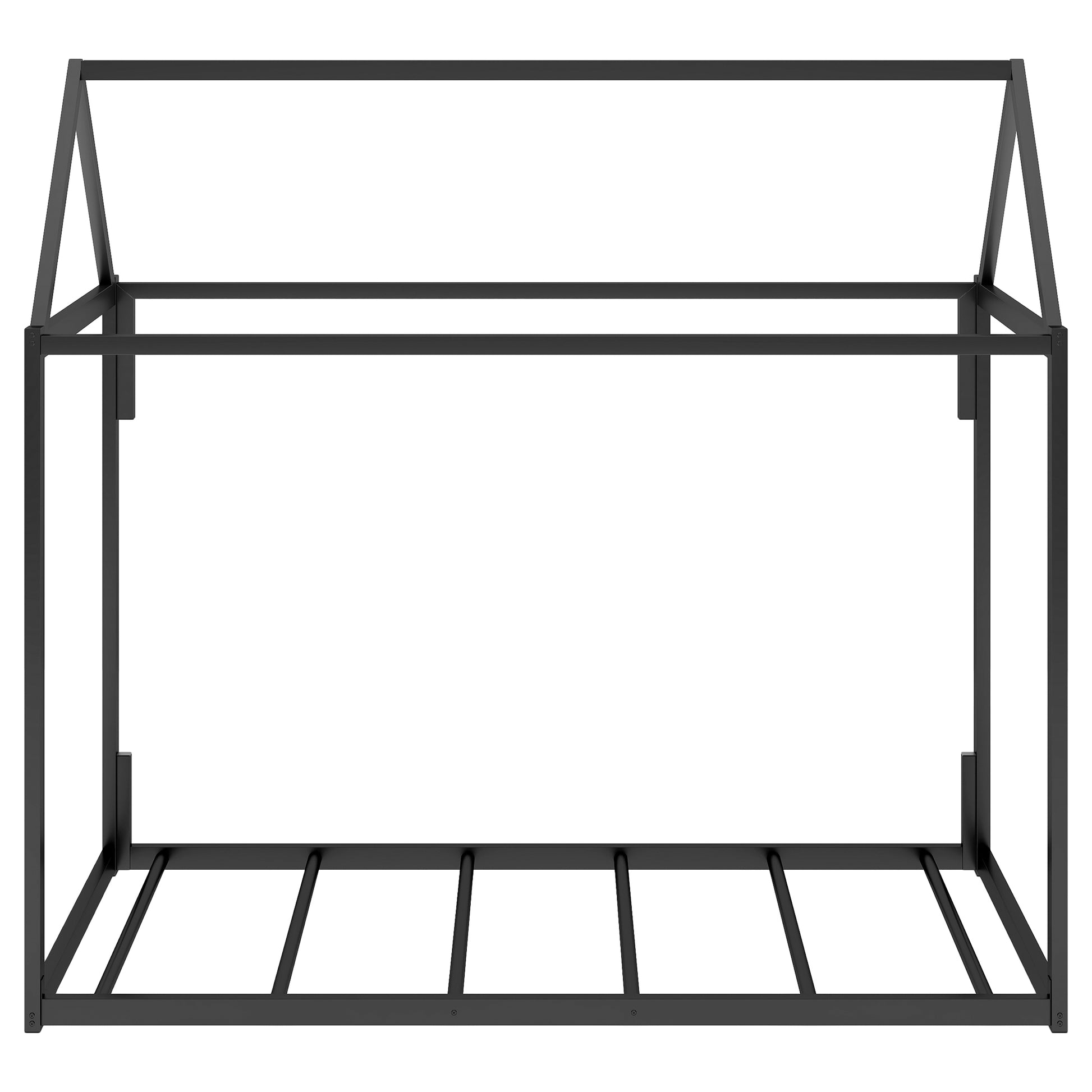 Metal House Shape Platform Bed, Twin Black Metal
