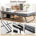 Folding Bed With Mattress, Sportable Foldable Bed With Storage Cover, Srollaway Bed For Adults With Memory Foam Mattress And Metal Frame, Scot Size Guest Bed On Wheels, 75 X 38 Black Metal Foam
