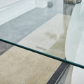 Large Modern Minimalist Rectangular Glass Dining Table, Suitable For 6 8 People, Equipped With 0.39