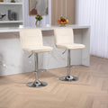 Coolmore Bar Stools With Back And Footrest Counter Height Dining Chairs 2Pc Set,360 Velvet Swivel Bar Stools Set Of 2, Adjustable Counter Height Bar Chairs Ivory Velvet Ivory Foam Velvet