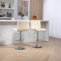 Coolmore Bar Stools With Back And Footrest Counter Height Dining Chairs 2Pc Set,360 Velvet Swivel Bar Stools Set Of 2, Adjustable Counter Height Bar Chairs Ivory Velvet Ivory Foam Velvet