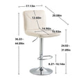 Coolmore Bar Stools With Back And Footrest Counter Height Dining Chairs 2Pc Set,360 Velvet Swivel Bar Stools Set Of 2, Adjustable Counter Height Bar Chairs Ivory Velvet Ivory Foam Velvet