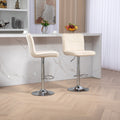 Coolmore Bar Stools With Back And Footrest Counter Height Dining Chairs 2Pc Set,360 Velvet Swivel Bar Stools Set Of 2, Adjustable Counter Height Bar Chairs Ivory Velvet Ivory Foam Velvet