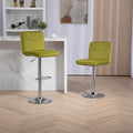 Coolmore Bar Stools With Back And Footrest Counter Height Dining Chairs 2Pc Set,360 Velvet Swivel Bar Stools Set Of 2, Adjustable Counter Height Bar Chairs Olive Velvet Olive Foam Velvet