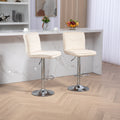 Coolmore Bar Stools With Back And Footrest Counter Height Dining Chairs 2Pc Set,360 Velvet Swivel Bar Stools Set Of 2, Adjustable Counter Height Bar Chairs Ivory Velvet Ivory Foam Velvet