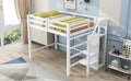 Full Size Loft Bed With Built In Storage Wardrobe And Staircase, White Box Spring Not Required Full White Wood Bedroom Pine