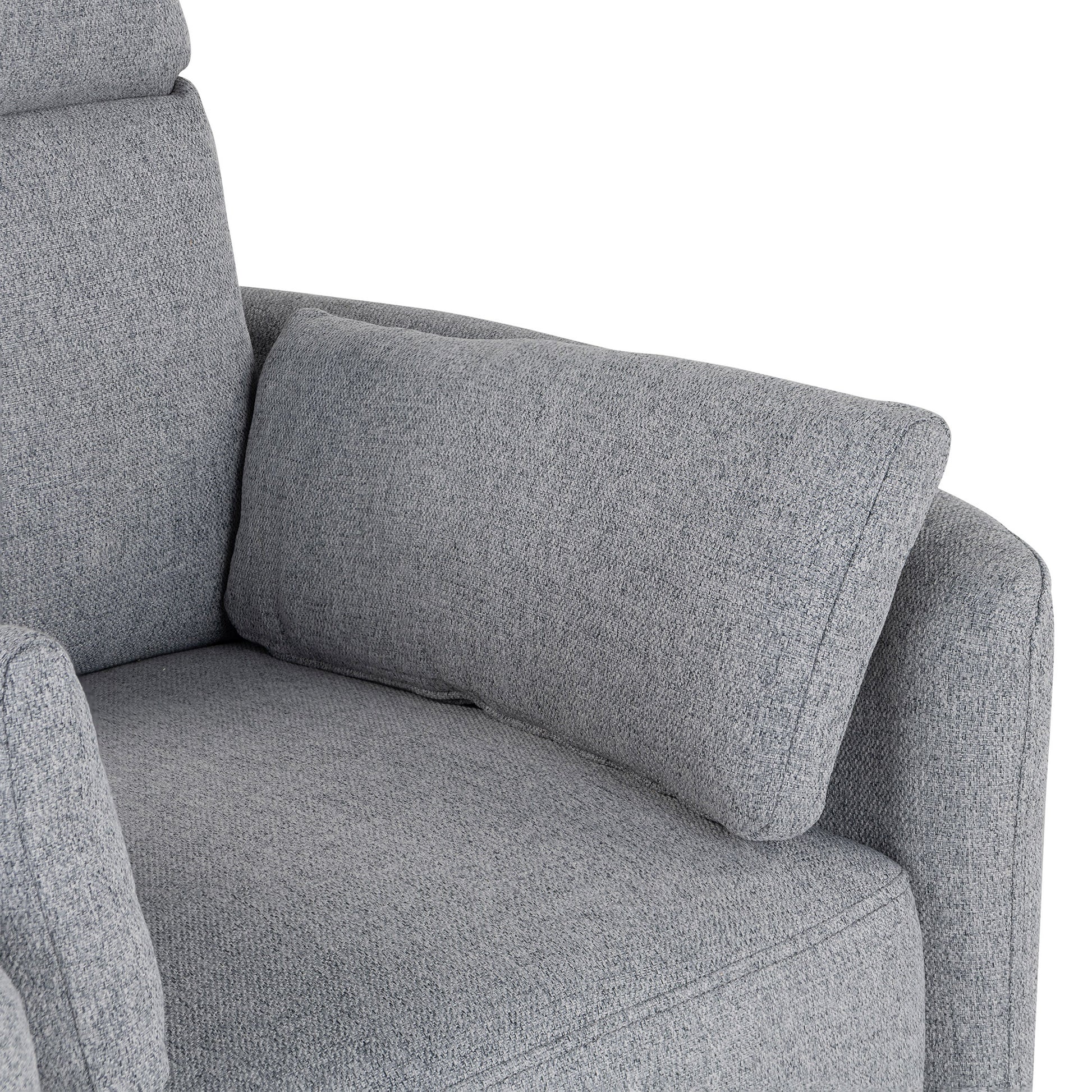 Upholstered Swivel Recliner Manual Rocker Recliner Chair Baby Nursery Chair With Two Removable Pillows For Living Room, Dark Grey Dark Grey Foam Linen