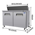 Orikool 48 In Commercial Refrigerators Sandwich&Salad Prep Table With A Butcher Block Cutting Board, Protection Lid, Cold Storage, Etl Certified Silver Stainless Steel