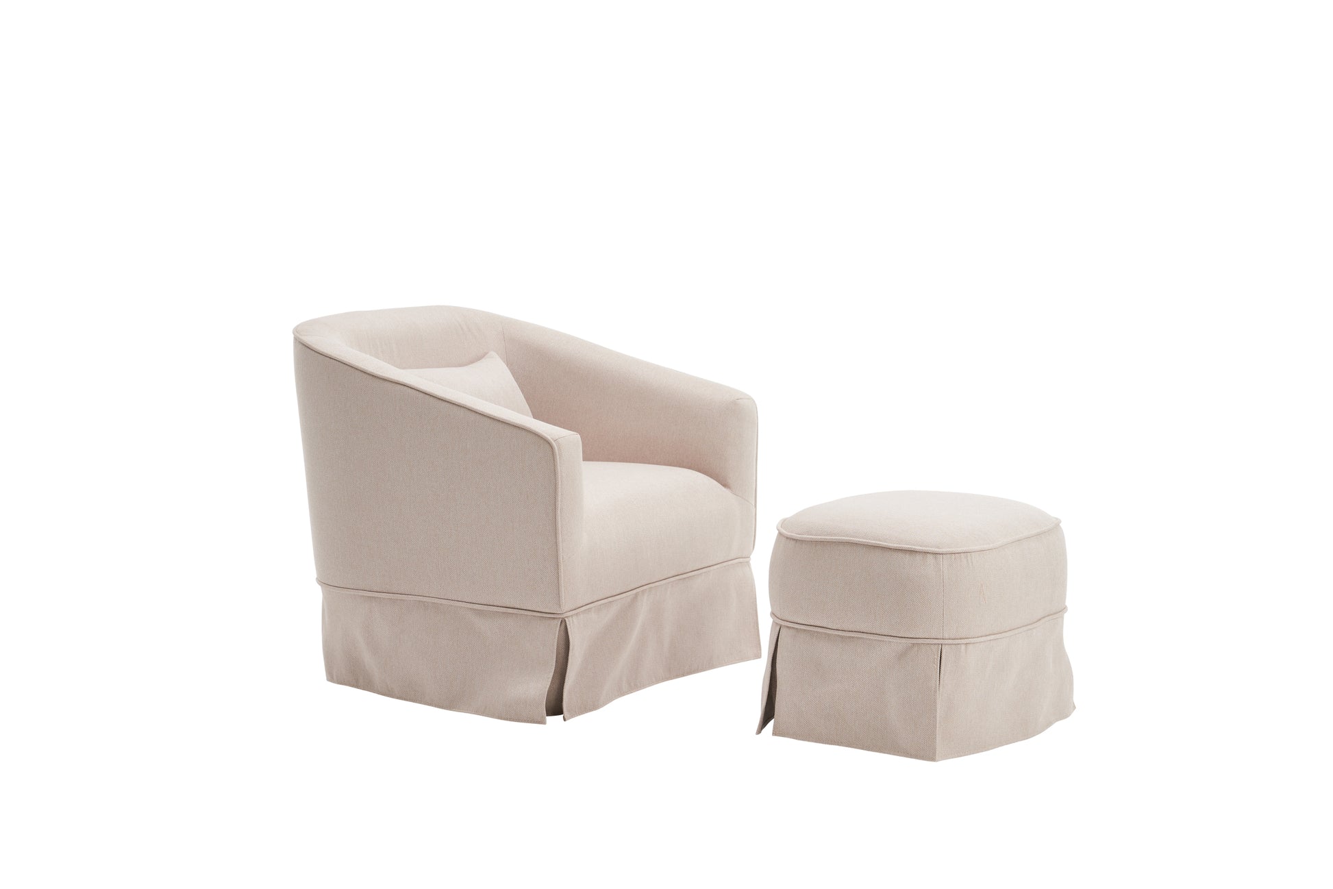 Swivel Barrel Chair With Ottoman, Swivel Accent Chairs Armchair For Living Room, Reading Chairs For Bedroom Comfy, Round Barrel Chairs With Black Metal Base Beige Beige Primary Living Space Modern Linen