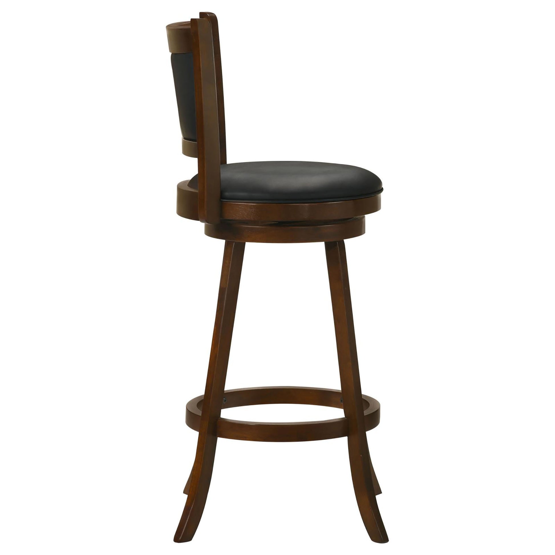 Chestnut And Black Swivel Stool Set Of 2 Solid Black Brown Espresso Dining Room Spot Clean Transitional Bar Stools Rubberwood Open Back Foam Wood Fabric