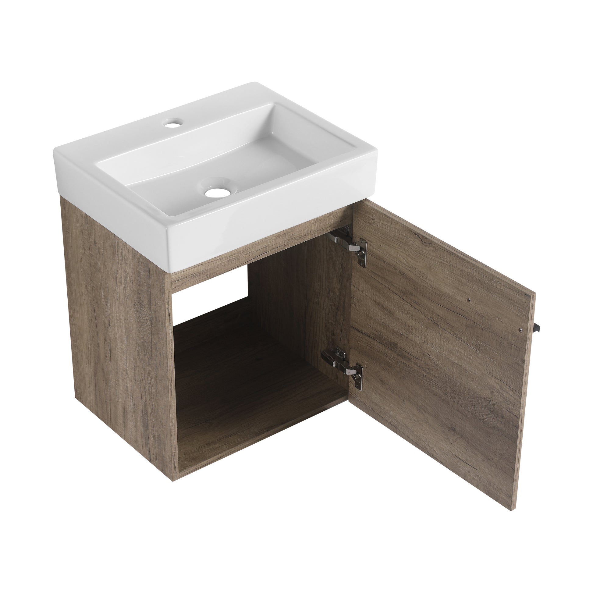 18 Inch Bathroom Vanity With Top, Small Bathroom Vanity And Sink Grey 1 Bathroom Wall Mounted Modern Plywood