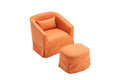 Swivel Barrel Chair With Ottoman, Swivel Accent Chairs Armchair For Living Room, Reading Chairs For Bedroom Comfy, Round Barrel Chairs With Black Metal Base Orange Orange Primary Living Space Modern Linen