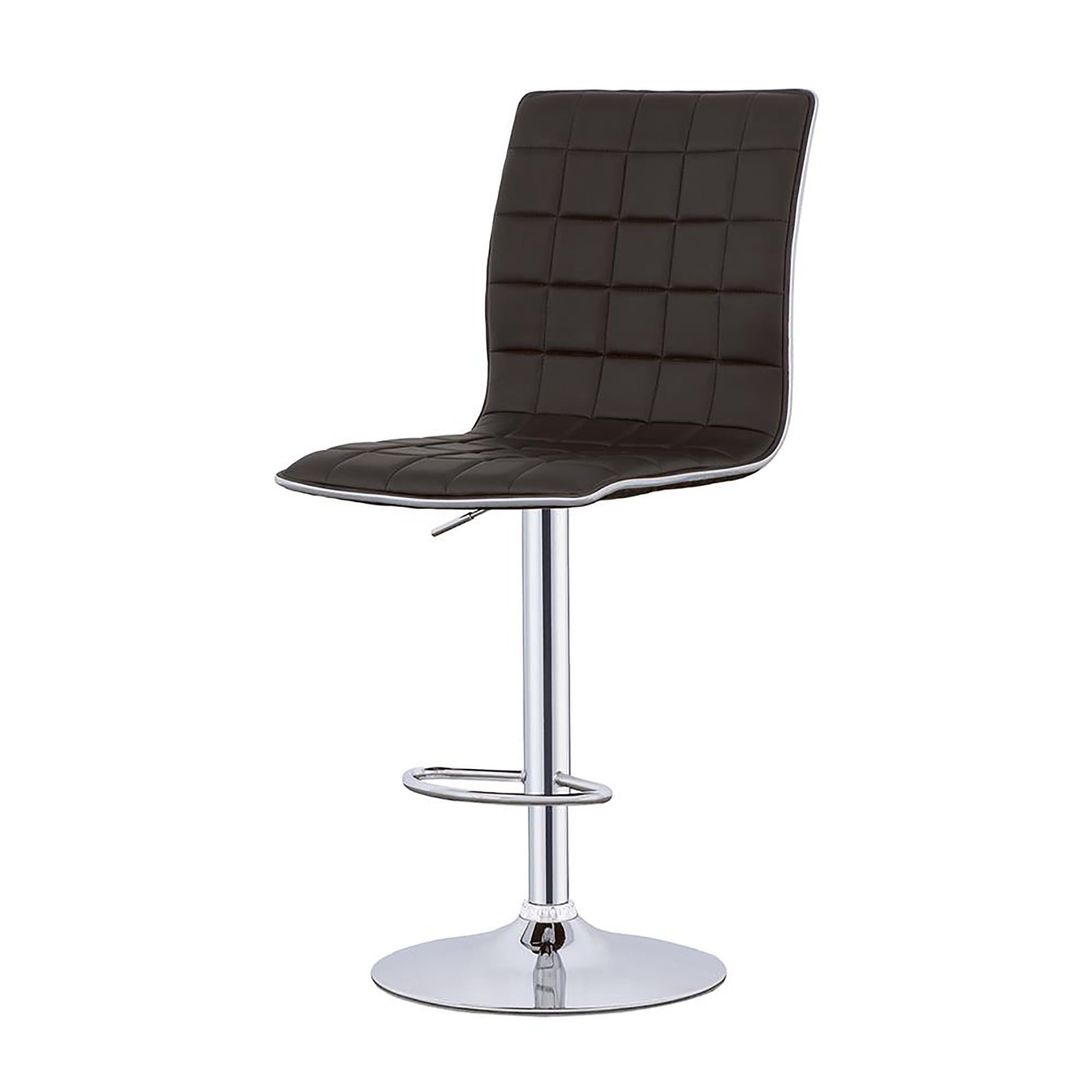 Waffle Black And Chrome Adjustable Bar Stool Set Of 2 Solid Black Dining Room Spot Clean Contemporary,Modern Bar Stools Solid Back Foam Upholstered