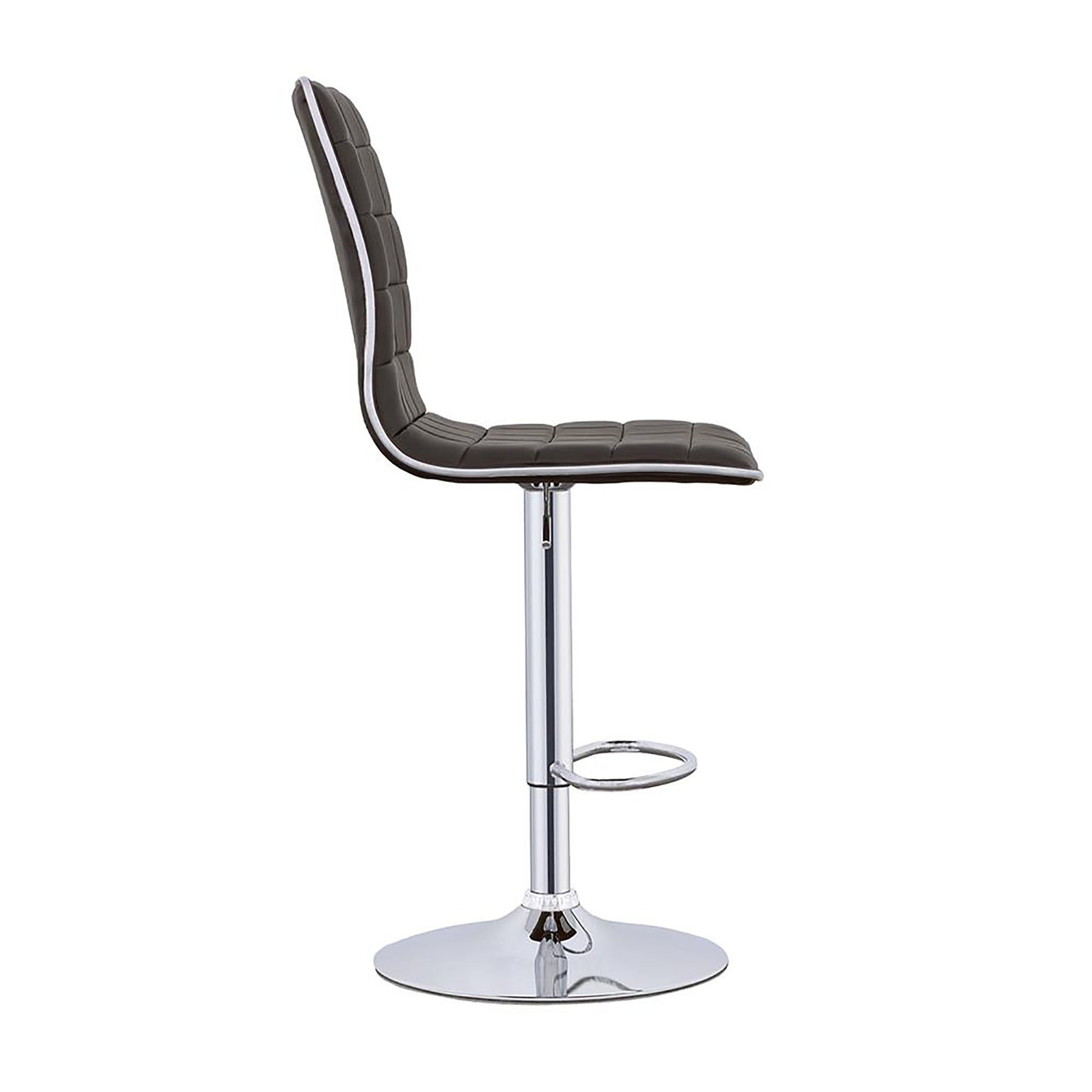 Waffle Black And Chrome Adjustable Bar Stool Set Of 2 Solid Black Dining Room Spot Clean Contemporary,Modern Bar Stools Solid Back Foam Upholstered