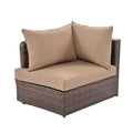6 Piece Patio Outdoor Conversation Round Sofa Set, Pe Wicker Rattan Separate Seating Group With Coffee Table, Brown Yes Deep Seating Brown Weather Resistant Frame Water Resistant Cushion Garden & Outdoor Sofa Seating Groups Foam Rattan