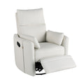 Upholstered Swivel Recliner Manual Rocker Recliner Chair Baby Nursery Chair With Two Removable Pillows For Living Room, Beige Beige Foam Linen