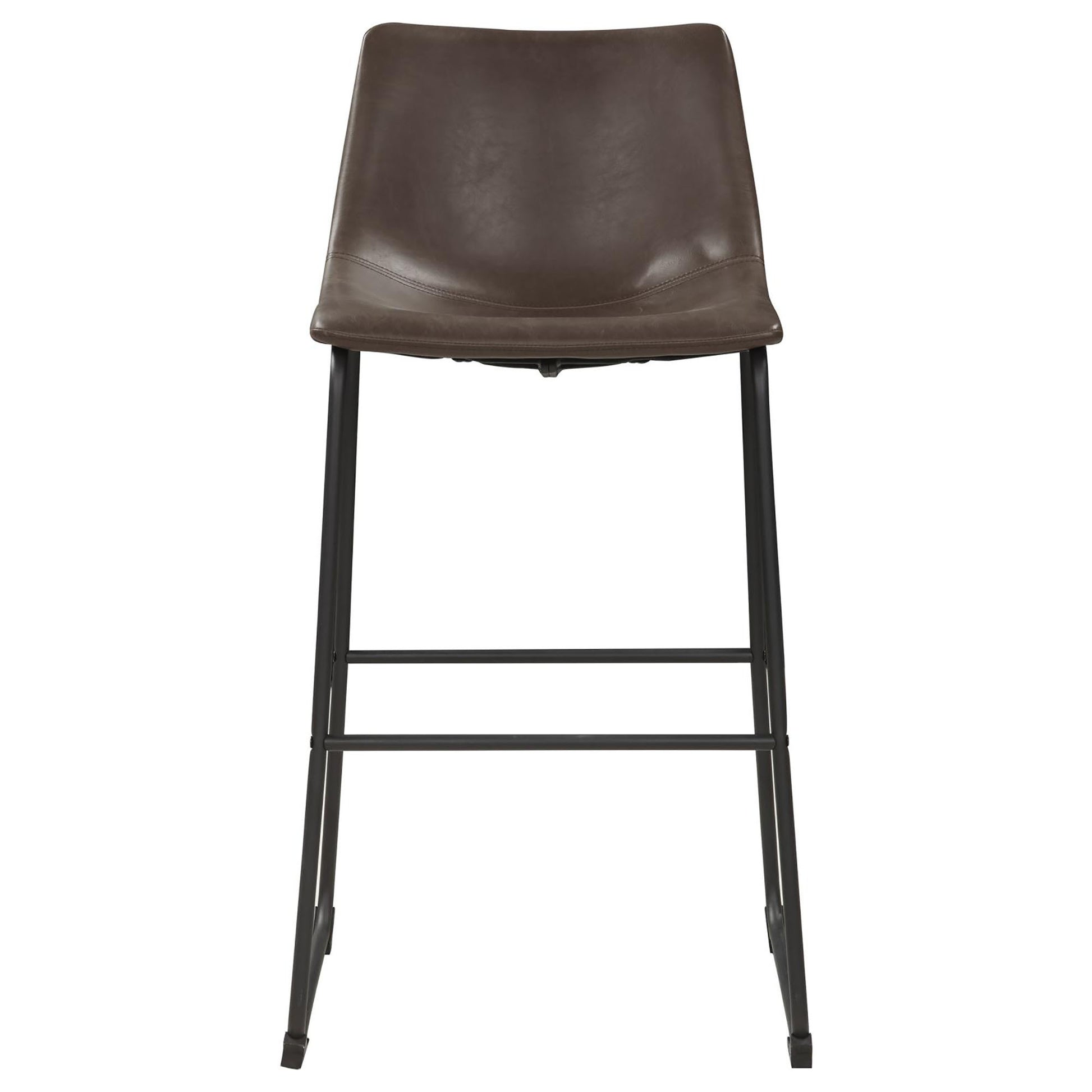 Brown And Black Armless Bar Stool Set Of 2 Solid Brown Dining Room Spot Clean Industrial Bar Stools Solid Back Foam Upholstered