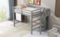 Full Size Loft Bed With Built In Storage Wardrobe And Staircase, Gray Old Sku:Sm000527Aae Box Spring Not Required Full Gray Wood Bedroom Pine