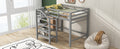 Full Size Loft Bed With Built In Storage Staircase And Hanger For Clothes, Gray Box Spring Not Required Full Gray Wood Bedroom Pine